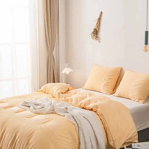 Ensembles de literie en coton de luxe pour hôtels et textiles pour la maison Drap de lit brodé jaune de n'importe quelle taille Couverture à motif teint uni - Product Image 5