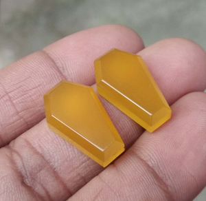 Natürliche Mangoschalzedon gefächert Sarg Form Cabochon für Schmuckherstellung Edelstein Anhänger Halskette Ringe Geburtsstein Armband - Product Image 2