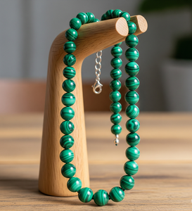 Femmes 18 pouces argent 925 serrure collier noué à la main perles de pierre de Malachite Design géométrique guérison naturelle mode à la mode - Product Image 1