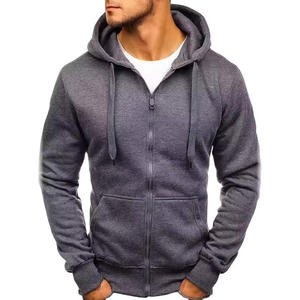 Sudadera con capucha de fitness con cremallera ligera personalizada para hombre 100% algodón invierno OEM técnica bordada de impresión digital - Product Image 1