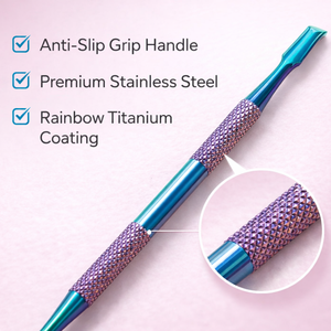 Pousse-cuticules double extrémité en acier inoxydable argenté avec poignée antidérapante pour manucure, pédicure, soin des ongles, nettoyage, beauté professionnelle - Product Image 4