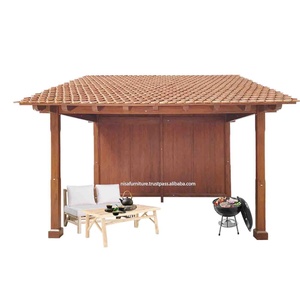 Pérgola y gazebo de madera de teca de lujo moderno para jardines al aire libre Resorts Villas estilo indonesio muebles sólidos para barbacoa - Product Image 6