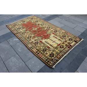 Hecho a mano clásico marrón Beige 4,2x6,9 pies alfombra turca patrón de pasillo Rectangular para sala de estar dormitorio cabecera para adolescentes hecho de piel - Product Image 2