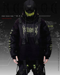 Streetwear hip-hop personnalisé Y2K pullover à capuche en coton à impression graphique Cyberpunk pulls à capuche pour hommes - Product Image 2