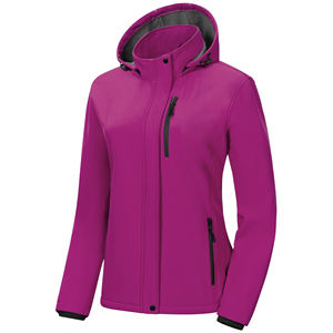Chaqueta de exterior de concha suave con capucha para mujer Premium impermeable a prueba de viento transpirable cálido Casual Adventure Wear para invierno de punto - Product Image 1
