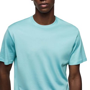 Camiseta con logotipo de serigrafía personalizada para hombre Camiseta de algodón orgánico pesado con cuello redondo de talla grande Camiseta lisa de gran tamaño Tela tejida - Product Image 4