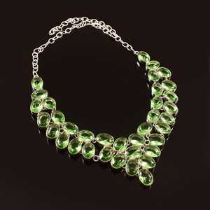 Collar de Plata de Ley con Cuarzo Peridoto, Joyería de Piedras Preciosas Hecha a Mano para Mujer, Regalo de Lujo, Proveedor Mayorista - Product Image 1