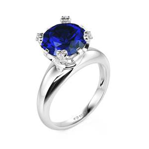 Jeulia Oval Cut Sapphire Solitaire Engagement <b>Ring</b> in Yellow Gold - Product Image 1