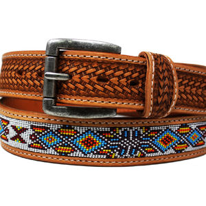 Handmade Beaded Genuine Leather <b>Belt</b> Custom Length Brass <b>Vintage</b> Cowboy Style Factory Direct Hot Sale Tooling Carving for Men - Product Image 1