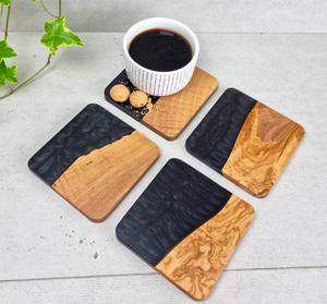 Posavasos Rectangular de madera y resina con diseño de ola oceánica, posavasos para tazas de té, Decoración de mesa, posavasos, bandeja de resina con resina - Product Image 6