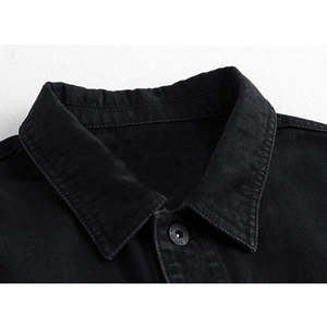 Veste en jean noire de haute qualité pour garçons, logo personnalisé sur le devant, fabrication OEM, réversible, imperméable, streetwear - Product Image 2