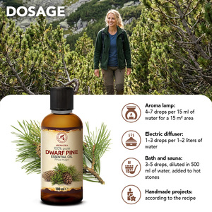 Aromatika Aceite Esencial 100% Puro de Agujas de Pino Enano y Hojas de Pinus Mugo 100ml, Aromaterapia Natural Destilada al Vapor - Product Image 5