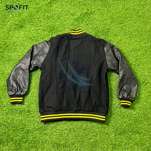 แจ็คเก็ตวาร์ซิตี้สั่งทำขายส่งสำหรับผู้ชาย แขนผ้าขนสัตว์ คุณภาพพรีเมียม สตรีทแวร์ คอตั้ง ปักลายด้านหน้า แจ็คเก็ตเลตเตอร์แมน - Product Image 6