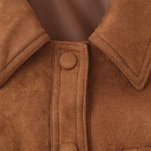 Otoño nuevas mujeres estilo europeo americano moda nicho botón decoración piel de oveja chaqueta de gamuza abrigo tipo de procesamiento de punto - Product Image 3