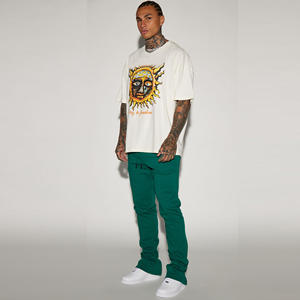 Pantalon de rue droit empilé Joggers hommes pantalons de survêtement décontracté hiver automne course à séchage rapide cordon de serrage avec logo décoration - Product Image 2