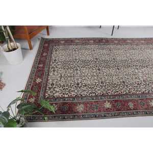 พรมตุรกีวินเทจขนาด 6.1x9.2 ฟุต พรมขนาดใหญ่ พรมขนสัตว์สีแดง - Product Image 4