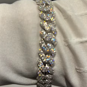 Pulsera Cubana de Plata de Ley 925 con Moissanita AAA Clarita, Joyería de Diamantes de Moissanita para Regalo - Product Image 1