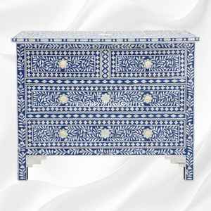 Belle table basse sur mesure avec thème floral complexe en couleurs bleu et blanc pour la décoration de la maison par l'artisanat croissant - Product Image 3