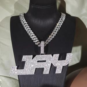 Collar con Colgante de Nombre Personalizado de Hip Hop, Totalmente Engastado con Diamantes de Moissanita VVS, Plata 925, Cadena Cubana para Hombre, Moda - Product Image 3