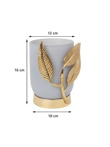 Jarrón de metal pequeño con acabado azul Elite con diseño de patrón de hojas Pieza decorativa de lujo para hogares modernos Oficinas y mesas de comedor - Product Image 5