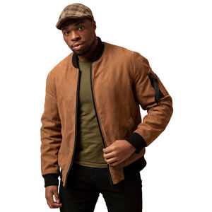 <b>Suede</b> Leather Heated Breathable Embroidered Varsity <b>Jacket</b> for Men's Winter Street Style with Front Logo - Product Image 2