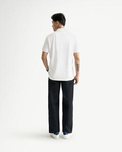 Camisa de Hombre de Manga Corta con Botones, Cuello Estampado, Ajustada, Casual, Relajada, Urbana, Transpirable, de Algodón Piqué, para el Día a Día - Product Image 4