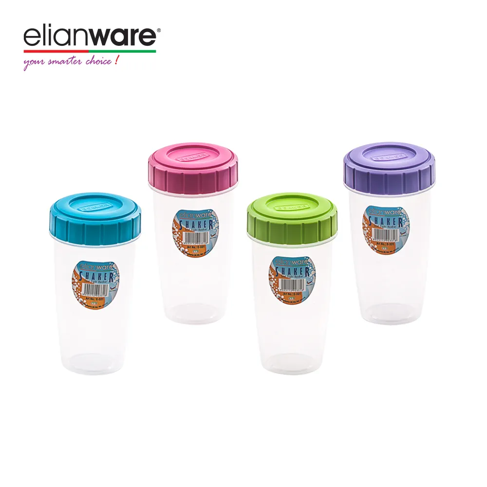 Elianware-coctelera de plástico sin BPA para alimentos, recipiente de 450ml, apto para microondas, seguro para lavavajillas, mezclador de proteínas