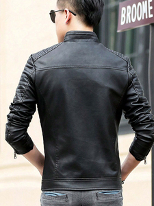 Outdoor Men's <b>Waterproof</b> Calf Skin Leather High Quality Men's <b>Jacket</b> with Stand Collar Hooded Stylish <b>Winter</b> <b>Jacket</b> - Product Image 3