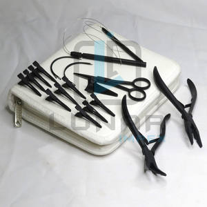 Nuevo kit de herramientas de extensión de cabello al por mayor de fábrica mate negro herramientas para juego de accesorios de alicates de peluquería de calidad profesional - Product Image 6