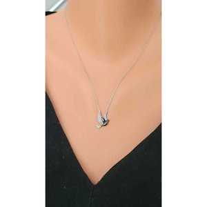 Peace Dove 925 Sterling <b>Silver</b> Necklace Rhodium Trendy Animal <b>Crown</b> Shape Featuring Pink Black White Diamonds Pearls Rose Gold - Product Image 1