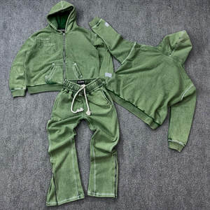 Conjunto Deportivo Vintage con Lavado Ácido y Apliques de Letras para Hombre, Sudadera con Capucha y Pantalones Deportivos con Parches Desgastados, Ropa Deportiva Urbana - Product Image 4