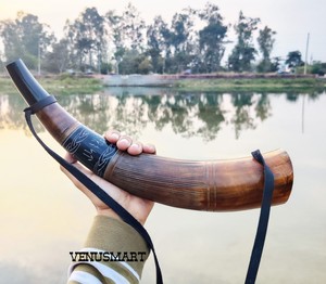 Corneta Vikinga, Trompeta de Batalla, Corneta de Cuerno de Buey Premium de 18 Pulgadas, Fabricada a Mano por HANNAN HANDICRAFT de la India - Product Image 4