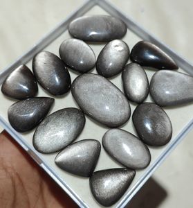 Lote de Cabujones de Obsidiana Natural con Brillo Plateado para Sanación con Cristales, Fabricación de Joyas y Colección de Gemas - Product Image 3