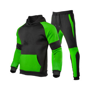 Chándal personalizado de 2 piezas para hombre, Sudadera con capucha para correr de invierno, pantalones de chándal en contraste de colores, conjunto de Jogger deportivo con pantalones de sudadera - Product Image 4