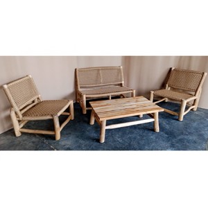เก้าอี้ไม้สักแบบไม่เหมือนใครโซฟาคู่พร้อมเบาะหวายสานด้านหลังเป็นไม้ธรรมชาติเฟอร์นิเจอร์ห้องนั่งเล่นกลางแจ้ง - Product Image 2