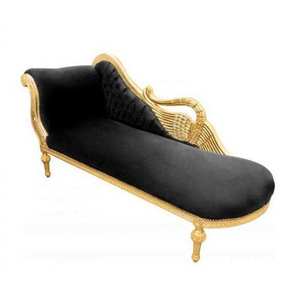 Sofá relajante tallado en cisne de lujo hecho de madera de caoba de alta calidad con tapicería y color dorado para muebles de sala de estar - Product Image 2