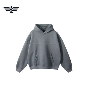 Vente en gros usine – Sweat à capuche gris respirant coupe classique pour homme et femme, en molleton polyester/coton, avec logo frontal, 260g - Product Image 4