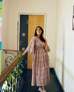 ชุดเดรสยาวสีชมพูผ้าลินินยาวถึงข้อเท้าสำหรับผู้หญิงเดรสแม็กซี่ผ้าฝ้ายมีกระเป๋าชุดเดรสผ้าลินินทรงหลวมไซส์พิเศษ - Product Image 2