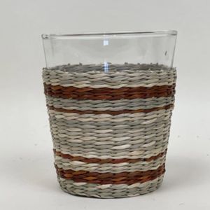 Porte-gobelet enveloppé de rotin de couleur naturelle accessoires de décoration de table porte-gobelet à eau en verre ensemble de carafe à pichet en osier - Product Image 4