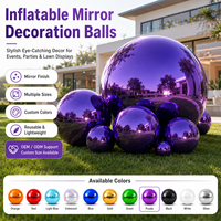 Boule miroir gonflable violette géante réfléchissante pour décoration de mariage de luxe, fête ou événement