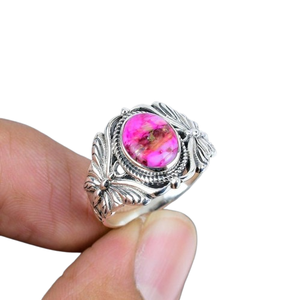 Anillo de estilo bohemio de Plata de Ley 925, piedra preciosa turquesa, joyería de boda hecha a mano para mujer, regalo perfecto para mamá, rodio - Product Image 1