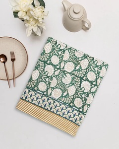 Dark Moss Green Floral Printed 100% Cotton <b>Tablecloth</b> Indian Handmade Block Print Boho Chic Farmhouse for Weddings Events Custom - Product Image 3