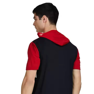 T-shirt décontracté à capuche pour homme, uni, tendance, à manches courtes, pour la gym et le sport, 100 % coton, respirant, anti-plis, coupe ample - Product Image 3