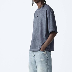 Camiseta con estampado de pantalla de alta calidad para hombre, camiseta de gran tamaño Vintage con lavado ácido para hombre, camiseta cuadrada de peso pesado 300 GSM para hombre - Product Image 5