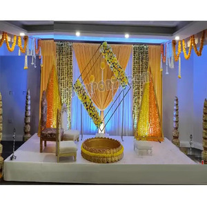 Decoración de boda hindú Haldi evento escenario decoración gran Punjabi boda Vatna ceremonia escenario moda Haldi ceremonia escenario Decoración - Product Image 1