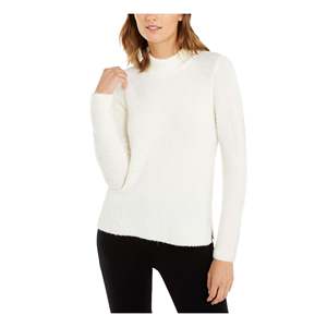 Camicetta da Donna Alfani XL/X-Large a Maniche Lunghe, Collo Alto con Volant, Ricamata, in Tessuto Lavorato a Maglia, Casual da Ufficio, Bianca - Product Image 1