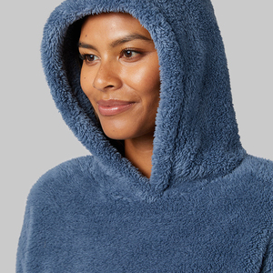 Sudadera con capucha con forro de Sherpa de invierno personalizada para mujer, jersey de lana cálida de peso pesado, Sudadera con capucha de gran tamaño con logotipo frontal, cuello con capucha, la mejor calidad - Product Image 5