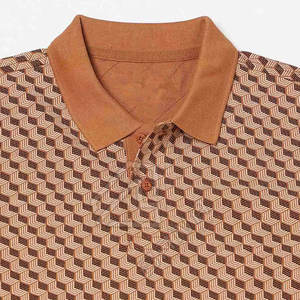 Hombres de algodón 100% de alta calidad para Polos Logotipo personalizado Impreso Diseño de rayas Cuello vuelto Patrón sólido Tela de lona - Product Image 2