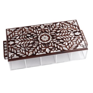 Caja de Madera con Incrustaciones de Nácar de Primera Calidad, Tapa de Madera, Embalaje Perfecto para Regalos de Ramadán y Eid, Caja Acrílica para Frutas Dulces y Secas - Product Image 1
