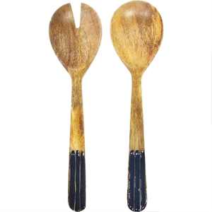 Ensemble de fourchettes en bois de mangue faites à la main ustensiles de cuisine cuillère cadeau Acacia mangue salade ensemble de 2 - Product Image 4